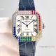 Swiss Copy Cartier Santos 100 Full Iced Rainbow Watches Black Roman 40mm (3)_th.jpg
